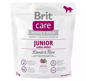 Сухий корм для цуценят і молодих собак великих порід Бріт Brit Care Junior Large Breed Lamb&Rice, 1 кг