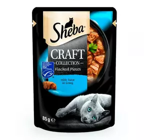 Sheba Craft Collection Flacked Pieces Tuna Консерви для кішок з тунцем в соусі / 85 гр