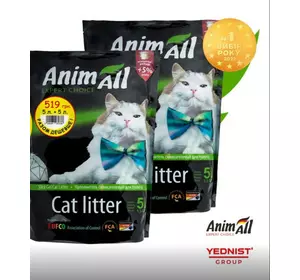 Силікагелевий наповнювач для котячого туалету AnimAll Зелений смарагд 5л + 5л Силікагелевий наповнювач для котячого туалету AnimAll Зелений смарагд 5л + 5л