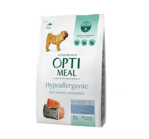 Гіпоалергенний сухий корм Optimeal з лососем для дорослих собак середніх та великих порід 4 кг