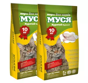 Корм для кішок Муся зі смаком курки 1 + 1 (20 кг) Корм для кішок Муся зі смаком курки 1 + 1 (20 кг)