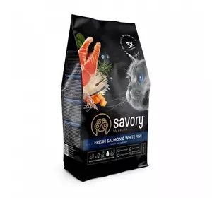 Сухий корм для довгошерстих котів Сейворі Savory Adult Cat Gourmand Fresh Salmon & White Fish з лососем, 2 кг Сухий корм для довгошерстих котів Сейворі Savory Adult Cat Gourmand Fresh Salmon & White Fish з лососем, 2 кг