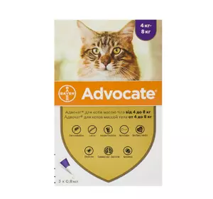 Краплі Адвокат для котів вагою від 4 до 8 кг (0,8 мл 1 піпетка) BAYER Краплі Адвокат для котів вагою від 4 до 8 кг (0,8 мл 1 піпетка) BAYER