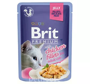 Повноцінний вологий корм Бріт Brit Premium Куряче філе в желе для котів 85 г