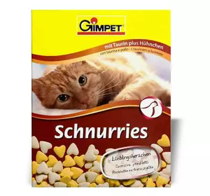 Джимпет (Gimpet) Schnurries вітаміни-сердечка для кішок з таурином і куркою (650 шт) 420г