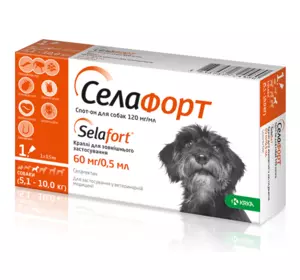 Селафорт (Selafort) краплі від бліх кліщів і гельмінтів для собак вагою 5-10 кг 1 піпетка KRKA Селафорт (Selafort) краплі від бліх кліщів і гельмінтів для собак вагою 5-10 кг 1 піпетка KRKA