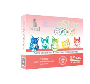 Краплі ЕктоСтоп Modes протипаразитарні для котів вагою до 4 кг (4 шт по 0.5 мл) Краплі ЕктоСтоп Modes протипаразитарні для котів вагою до 4 кг (4 шт по 0.5 мл)