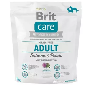 Сухий корм для собак вагою до 25 кг Бріт Brit Care GF Adult Salmon & Potato 1 кг Сухий корм для собак вагою до 25 кг Бріт Brit Care GF Adult Salmon & Potato 1 кг