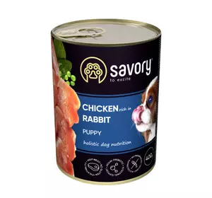 Вологий корм для цуценят Сейворі Savory з кроликом і куркою, 400 г Вологий корм для цуценят Сейворі Savory з кроликом і куркою, 400 г