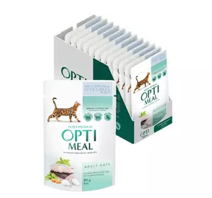 Вологий корм для дорослих котів Оптіміл Optimeal з тріскою та овочами в желе (блок 12 шт x 85 г) Вологий корм для дорослих котів Оптіміл Optimeal з тріскою та овочами в желе (блок 12 шт x 85 г)