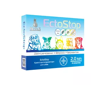 Краплі ЕктоСтоп Модес протипаразитарні для собак вагою 10-30 кг (4*2 мл) Краплі ЕктоСтоп Модес протипаразитарні для собак вагою 10-30 кг (4*2 мл)
