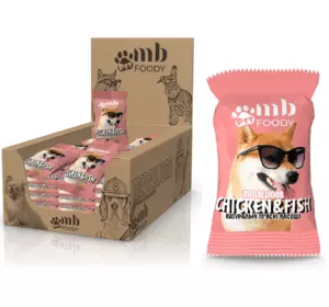 Натуральні ласощі для собак медальйони MB Foody Pet шоубокс 400 г з куркою та рибою (в упаковці 100 шт) Натуральні ласощі для собак медальйони MB Foody Pet шоубокс 400 г з куркою та рибою (в упаковці 100 шт)