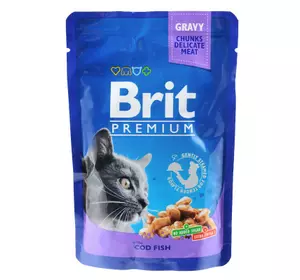 Вологий корм для котів Бріт Brit Premium Cat Pouches with Cod Fish 100 г
