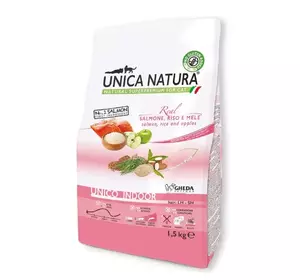Сухий корм для кішок Gheda Unica Natura Indoor корм для кімнатних котів (лосось, рис та яблука), 1.5 кг Сухий корм для кішок Gheda Unica Natura Indoor корм для кімнатних котів (лосось, рис та яблука), 1.5 кг