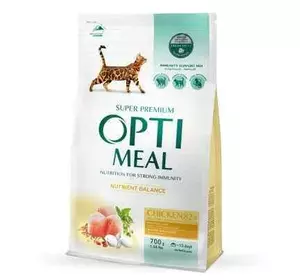 Сухий корм Оптиміл Optimeal для дорослих котів зі смаком курки, 700 г Сухий корм Оптиміл Optimeal для дорослих котів зі смаком курки, 700 г