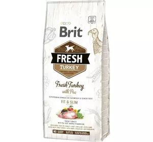 Сухий корм для літніх собак Бріт Brit Fresh Light Light Fit & Slim з індичкою та горошком, 12 кг