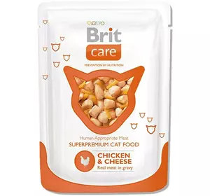 Brit Care Cat (пауч) Шматочки в соусі з КУРКОЮ і СИРОМ для кішок / 80 гр Brit Care Cat (пауч) Шматочки в соусі з КУРКОЮ і СИРОМ для кішок / 80 гр