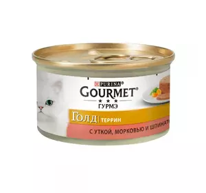 Консерва для кішок Gourmet Gold (Гурме Голд) шматочки у паштеті з качкою, морквою і шпинатом 85 г Purina Консерва для кішок Gourmet Gold (Гурме Голд) шматочки у паштеті з качкою, морквою і шпинатом 85 г Purina