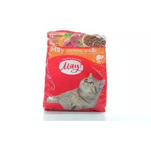 Збалансований сухий корм Мяу! для дорослих кішок з печінкою, 400 г Збалансований сухий корм Мяу! для дорослих кішок з печінкою, 400 г