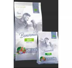 Корм для дорослих котів Бенвенуті Benvenuti Gatti з лососем 3 кг Корм для дорослих котів Бенвенуті Benvenuti Gatti з лососем 3 кг