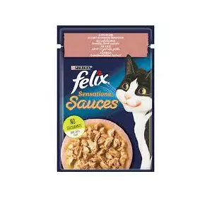 Вологий корм для котів Фелікс Felix Sensations Sauces з лососем у соусі та смаком креветок 85 г