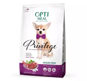 Беззерновий сухий корм Оптіміл Optimeal для дорослих собак мініатюрних та малих порід з ягнятиною, 4 кг Беззерновий сухий корм Оптіміл Optimeal для дорослих собак мініатюрних та малих порід з ягнятиною, 4 кг