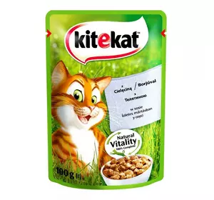 Kitekat Natural Vitality (Пауч) Консерви для кішок з телятиною в соусі / 100 гр