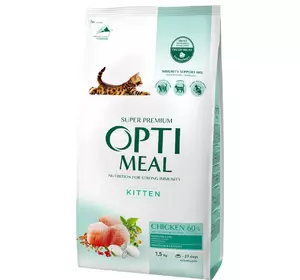 Сухий корм Оптиміл Optimeal для кошенят зі смаком курки, 1.5 кг Сухий корм Оптиміл Optimeal для кошенят зі смаком курки, 1.5 кг