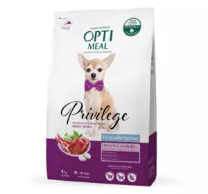 Гіпоалергенний сухий корм Оптіміл Optimeal для дорослих собак мініатюрних та малих порід з ягнятиною, 4 кг Гіпоалергенний сухий корм Оптіміл Optimeal для дорослих собак мініатюрних та малих порід з ягнятиною, 4 кг