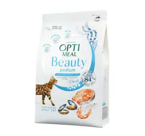 Сухий корм Optimeal з морепродуктами для догляду за шерстью та зубами у дорослих котів 1.5 кг