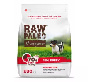 Сухий корм для цуценят Vet Expert Raw Paleo Puppy Mini Beef з яловичиною, 280 г Сухий корм для цуценят Vet Expert Raw Paleo Puppy Mini Beef з яловичиною, 280 г