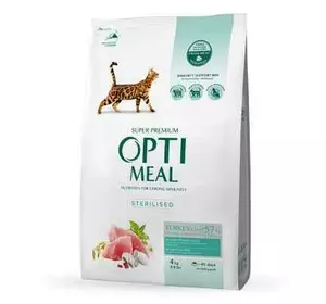 Сухий корм Оптиміл Optimeal для стерилізованих/кастрованих котів зі смаком індичкою та вівса, 4 кг Сухий корм Оптиміл Optimeal для стерилізованих/кастрованих котів зі смаком індичкою та вівса, 4 кг