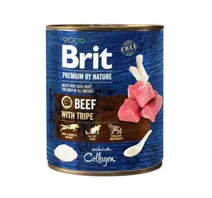 Вологий корм для собак Бріт Brit Premium by Nature яловичина з тельбухами (консерва), 800 г