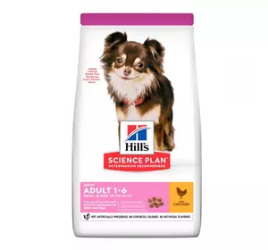 Hills Science Plan Light Adult Small & Mini Chicken Сухой корм для малоактивных собак мини и малых пород с Hills Science Plan Light Adult Small & Mini Chicken Сухой корм для малоактивных собак мини и малых пород с