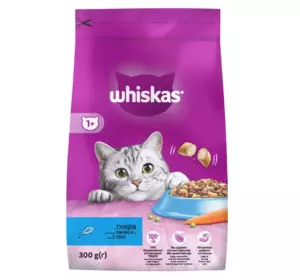 Повнораціонний сухий корм для дорослих котів Whiskas (Віскас) смачні подушечки з тунцем, 300 г Повнораціонний сухий корм для дорослих котів Whiskas (Віскас) смачні подушечки з тунцем, 300 г