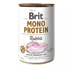 Консерви для собак Бріт Brit Mono Protein Rabbit з кроликом, 400 г Консерви для собак Бріт Brit Mono Protein Rabbit з кроликом, 400 г