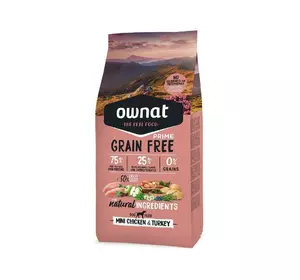 Сухий корм для собак Овнат Ownat Grain Free міні від 1 до 10 кг з куркою та індичкою, 1 кг Сухий корм для собак Овнат Ownat Grain Free міні від 1 до 10 кг з куркою та індичкою, 1 кг