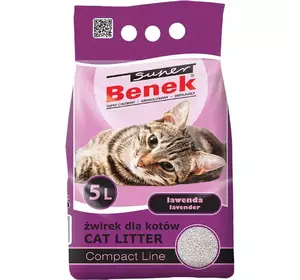 Наповнювач бентонітовий Супер Бенек Super Benek Compact Lavander для котячих туалетів лаванда (дрібний), 5 л Наповнювач бентонітовий Супер Бенек Super Benek Compact Lavander для котячих туалетів лаванда (дрібний), 5 л