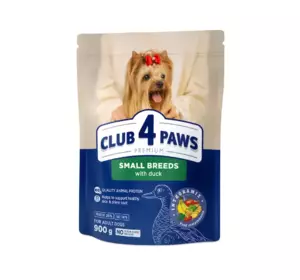 Повнораціонний сухий корм для дорослих собак CLUB 4 PAWS (Клуб 4 Лапи) Преміум для малих порід з качкою, 900 г Повнораціонний сухий корм для дорослих собак CLUB 4 PAWS (Клуб 4 Лапи) Преміум для малих порід з качкою, 900 г