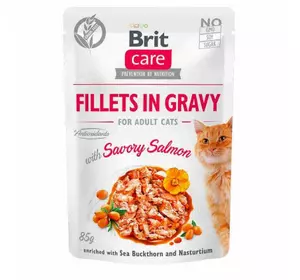 Вологий корм для котів Бріт Brit Care Cat pouch 85 г (пікантний лосось у соусі)