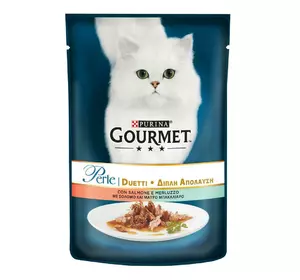 Gourmet Perle (Пауч) Консерви для кішок міні філе в підливі з лососем і сайдой / 85 гр