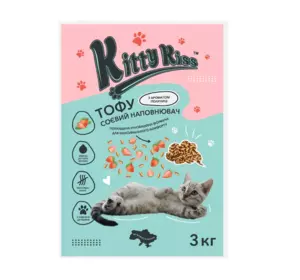 Наповнювач Кіті Кіс Kitty Kiss Тофу соєвий для котів з полуницею, 3 кг Наповнювач Кіті Кіс Kitty Kiss Тофу соєвий для котів з полуницею, 3 кг