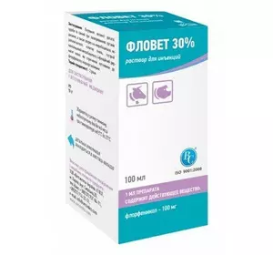 Фловет 30% для ін'єкцій (100 мл) Ветсинтез (фторфенікол) Фловет 30% для ін'єкцій (100 мл) Ветсинтез (фторфенікол)