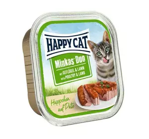 Повноцінний консервований корм Happy Cat Duo Geflugel&Lamm з птицею та ягням для кішок, 100 г Повноцінний консервований корм Happy Cat Duo Geflugel&Lamm з птицею та ягням для кішок, 100 г