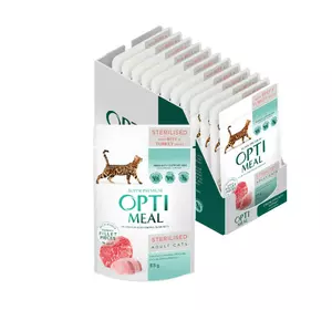 Вологий корм для стерилізованих/кастрованих котів Оптіміл Optimeal з яловичиною та індичим філе у желе (блок 12 шт x 85 г) Вологий корм для стерилізованих/кастрованих котів Оптіміл Optimeal з яловичиною та індичим філе у желе (блок 12 шт x 85 г)