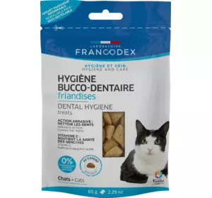 Ласощі для гігієни зубів Francodex (Франкодекс) для котів з качкою, 65 г Ласощі для гігієни зубів Francodex (Франкодекс) для котів з качкою, 65 г