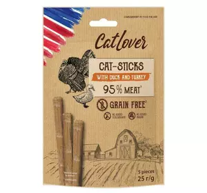 Палички для котів Cat Lover з качкою та індичкою (5 шт в упаковці) 25 г Палички для котів Cat Lover з качкою та індичкою (5 шт в упаковці) 25 г