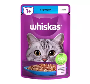 Вологий корм Whiskas (Віскас) з тунцем у желе для дорослих котів 85 г Вологий корм Whiskas (Віскас) з тунцем у желе для дорослих котів 85 г