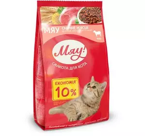 Збалансований сухий корм Мяу! для дорослих кішок з м'ясом 900 г Збалансований сухий корм Мяу! для дорослих кішок з м'ясом 900 г