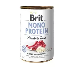 Вологий корм Бріт Brit Mono Protein Lamb & Rice з ягням і темним рисом 400 г Вологий корм Бріт Brit Mono Protein Lamb & Rice з ягням і темним рисом 400 г